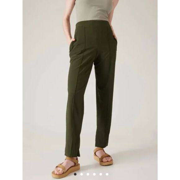 Athleta Pants - Athleta Brooklyn Heights High Rise Pants Size 8 Olive Green Pull On Gorpcore